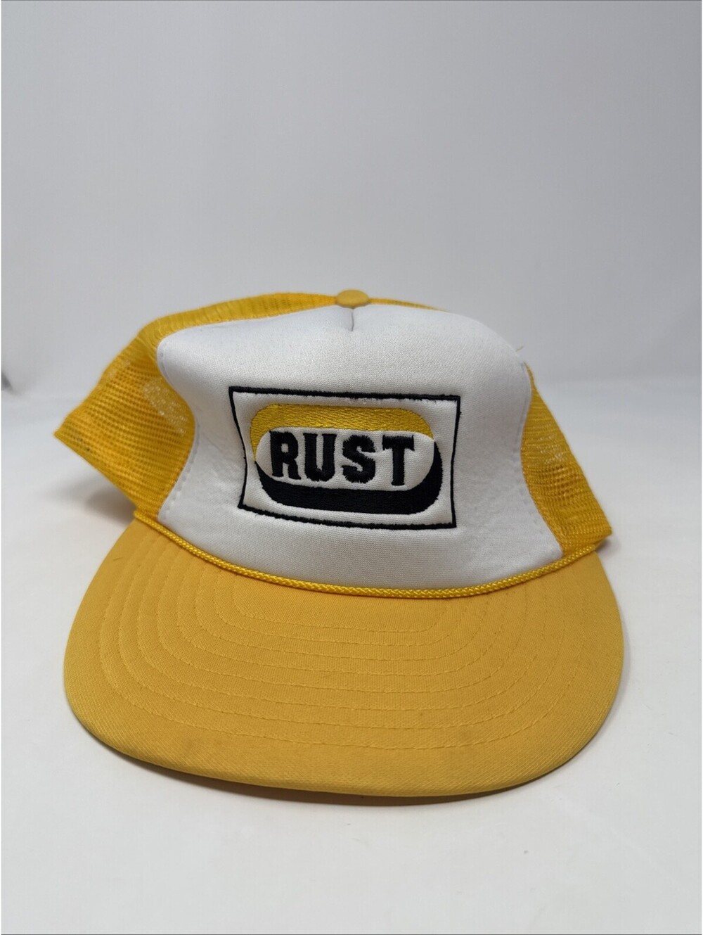 Vintage Rust CAT Machinery Patch Logo Yellow Insulated SnapBack Hat